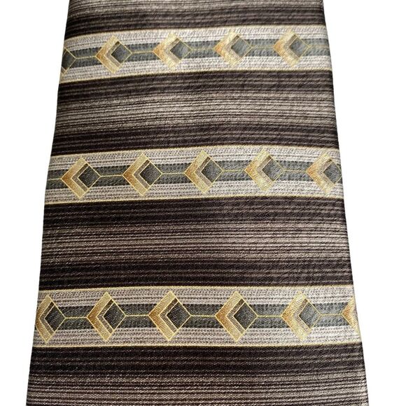 Vintage Stafford Executive 100% Silk Tie Stripes Neutrals NWT New Old Stock - Picture 3 of 10